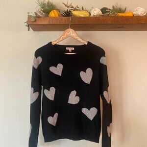 Philosophy Black Cashmere Sweater with White Hearts